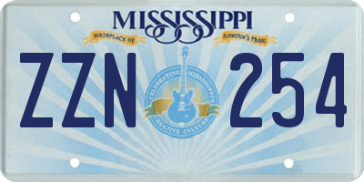 MS license plate ZZN254
