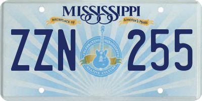 MS license plate ZZN255