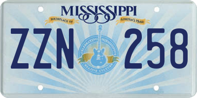 MS license plate ZZN258