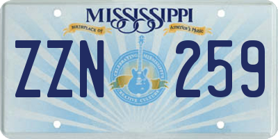 MS license plate ZZN259