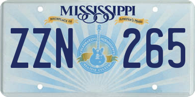 MS license plate ZZN265