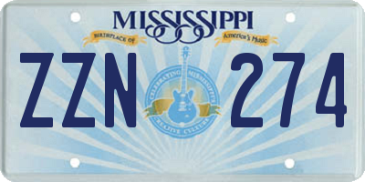 MS license plate ZZN274