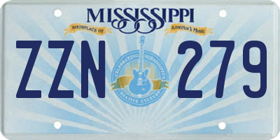 MS license plate ZZN279