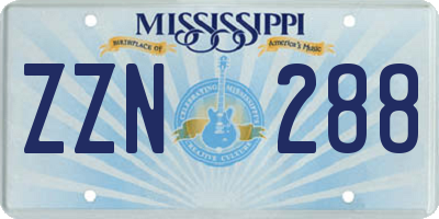MS license plate ZZN288