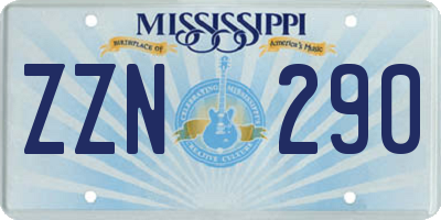 MS license plate ZZN290