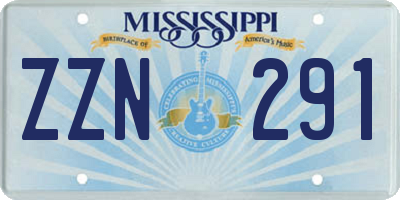 MS license plate ZZN291