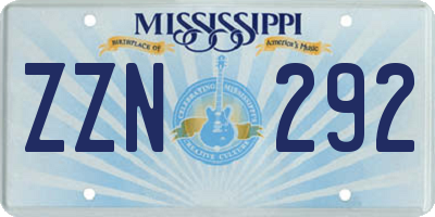 MS license plate ZZN292