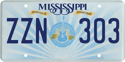 MS license plate ZZN303