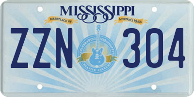MS license plate ZZN304