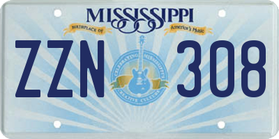 MS license plate ZZN308