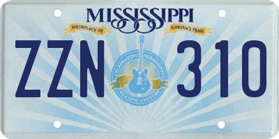 MS license plate ZZN310