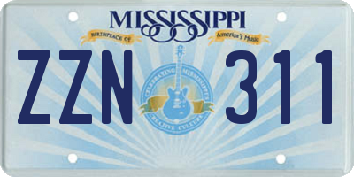 MS license plate ZZN311