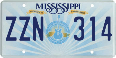 MS license plate ZZN314