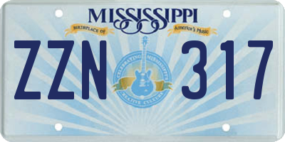 MS license plate ZZN317