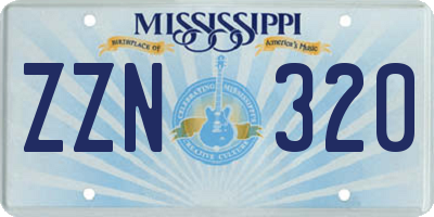 MS license plate ZZN320