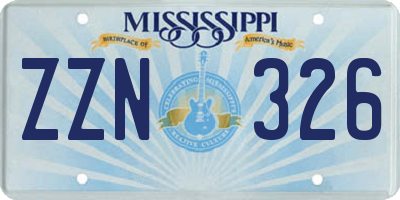 MS license plate ZZN326