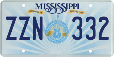 MS license plate ZZN332