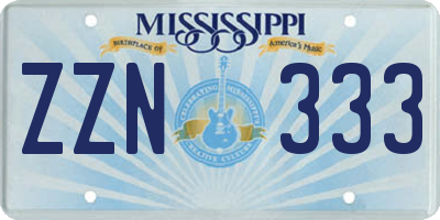 MS license plate ZZN333