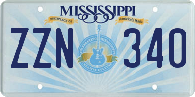 MS license plate ZZN340