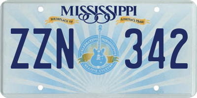 MS license plate ZZN342