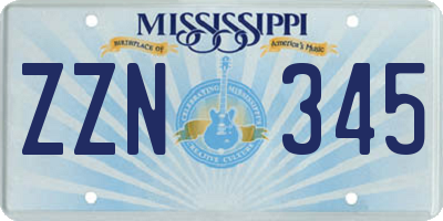 MS license plate ZZN345