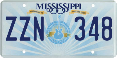 MS license plate ZZN348