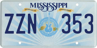 MS license plate ZZN353
