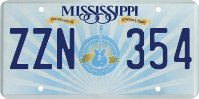 MS license plate ZZN354