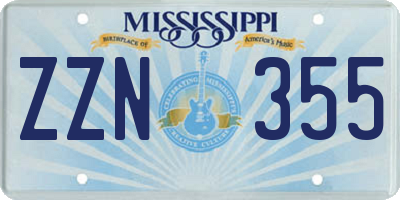MS license plate ZZN355