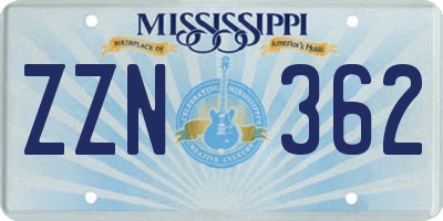 MS license plate ZZN362