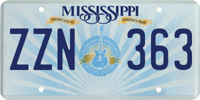 MS license plate ZZN363