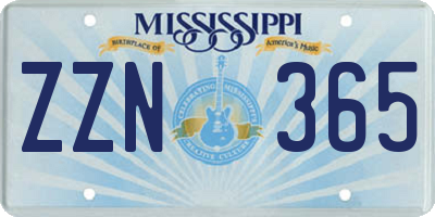 MS license plate ZZN365