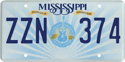 MS license plate ZZN374