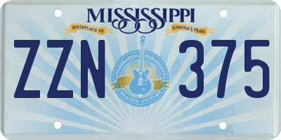 MS license plate ZZN375