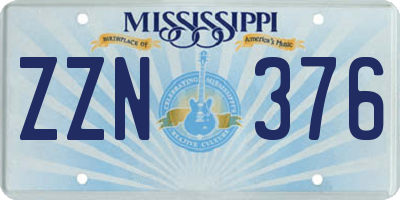 MS license plate ZZN376