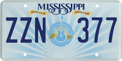MS license plate ZZN377