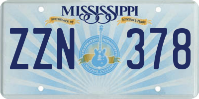 MS license plate ZZN378