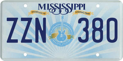 MS license plate ZZN380