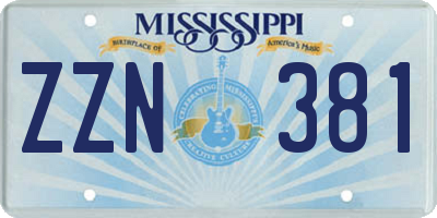 MS license plate ZZN381
