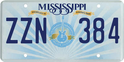 MS license plate ZZN384