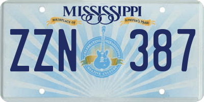 MS license plate ZZN387