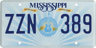 MS license plate ZZN389