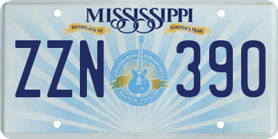 MS license plate ZZN390