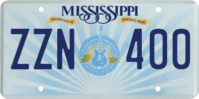 MS license plate ZZN400