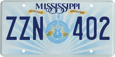 MS license plate ZZN402
