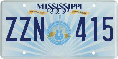 MS license plate ZZN415
