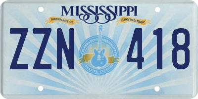 MS license plate ZZN418