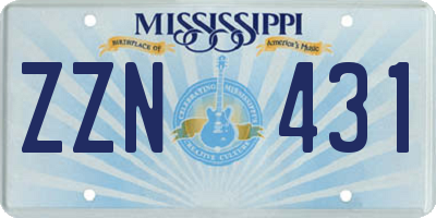 MS license plate ZZN431