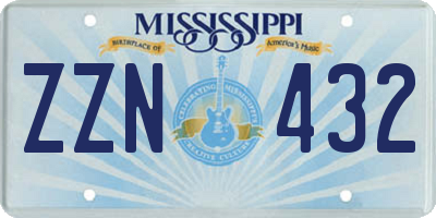 MS license plate ZZN432