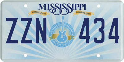 MS license plate ZZN434